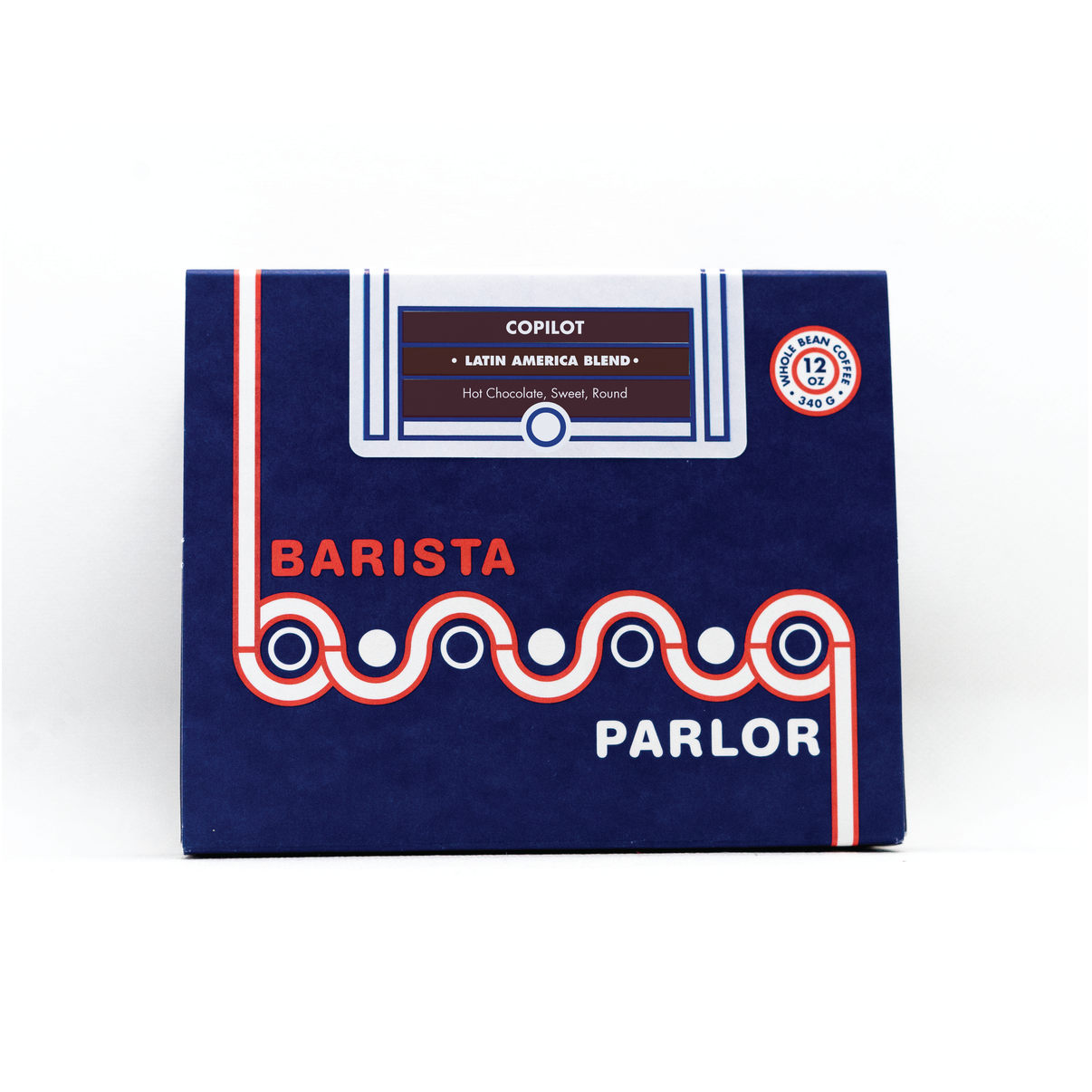 A white bag of coffee beans from Rosso Coffee Roasters